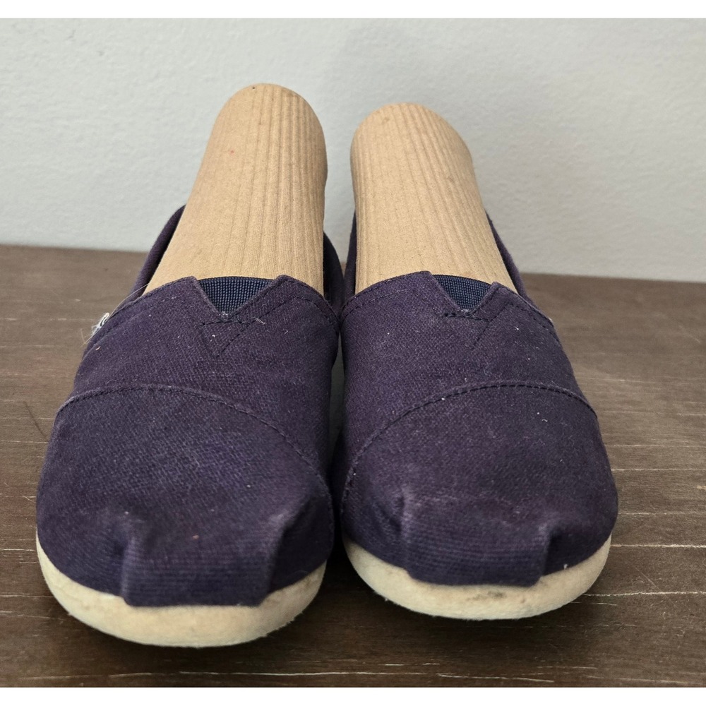 TOMS Navy Blue Canvas Slip On Casual Shoes Comfort Classic Womens‎ Size 6.5